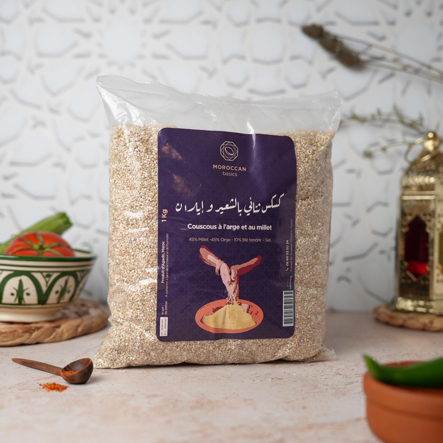 Couscous à l'orge et au millet (الشعير و إيلان)